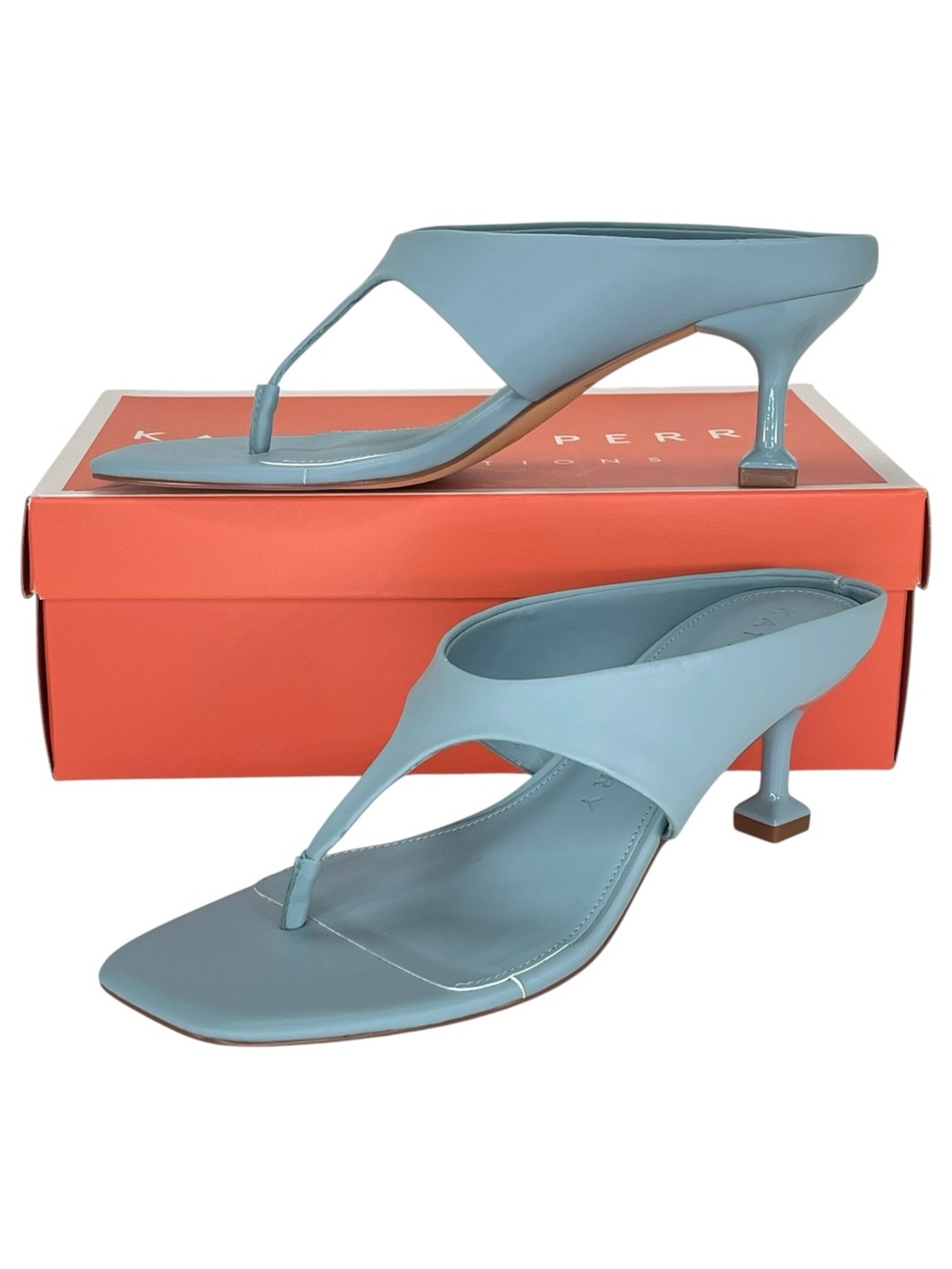 Katy Perry Oceanside Blue Low Rise Heeled Womens Thong Sandals Size 9M - Picture 1 of 10